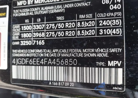 2015 Mercedes-Benz Gl 450 4Matic from USA, damaged, VIN 4JGDF6EE4FA456850